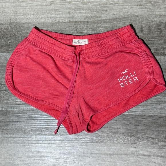 Hollister Pants - Hollister Coral-Red Drawstring Logo Shorts #Y2K